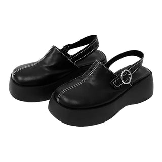 Stitch line platform loafers
