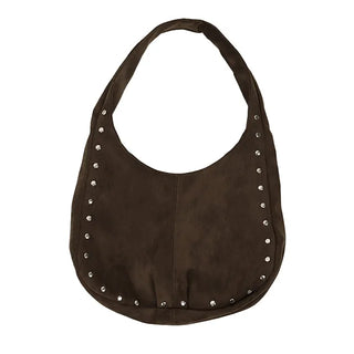 Studded Suede Shoulder Bag