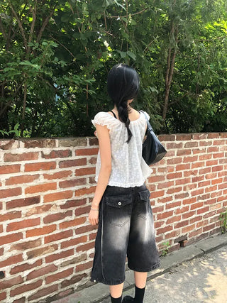Butterfly Frill See-through Sleeveless Blouse