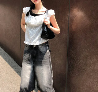 Butterfly Frill See-through Sleeveless Blouse