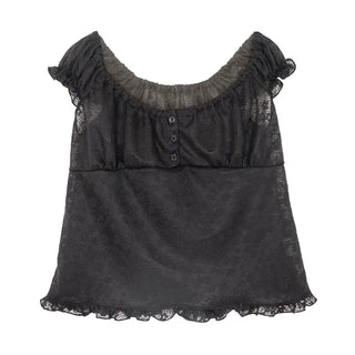 Butterfly Frill See-through Sleeveless Blouse