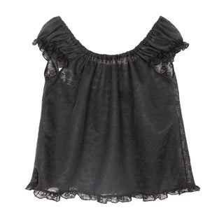 Butterfly Frill See-through Sleeveless Blouse