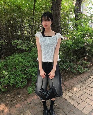 Butterfly Frill See-through Sleeveless Blouse
