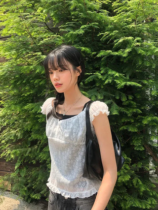 Butterfly Frill See-through Sleeveless Blouse