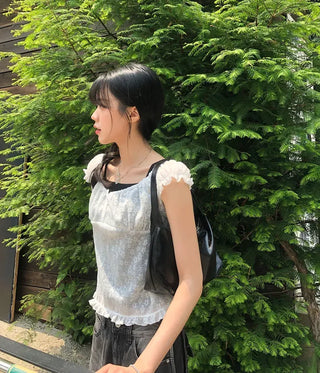 Butterfly Frill See-through Sleeveless Blouse