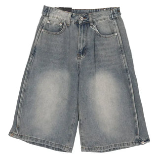 Side Pintuck Bermuda Washed Denim Pants