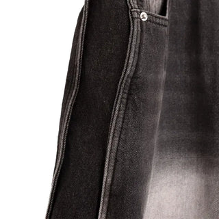 Side Pintuck Bermuda Washed Denim Pants