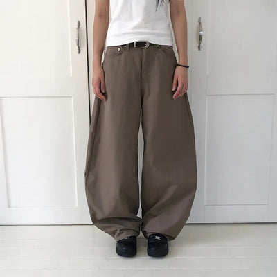 Back strap embroidered wide pants