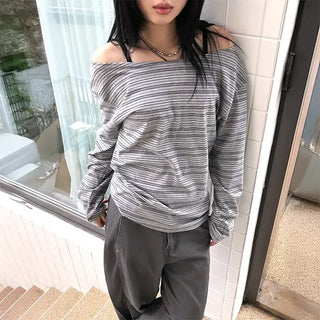 Off-striped long sleeves