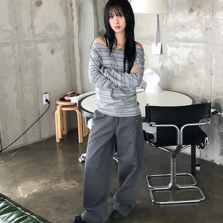 Off-striped long sleeves