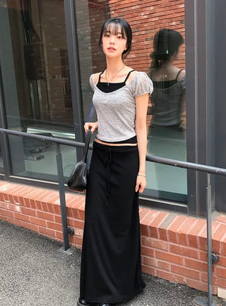 Cheese Spandex Maxi Long Skirt