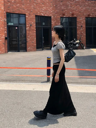 Cheese Spandex Maxi Long Skirt
