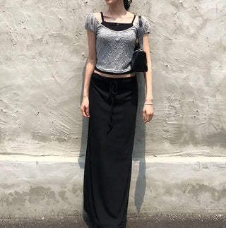 Cheese Spandex Maxi Long Skirt