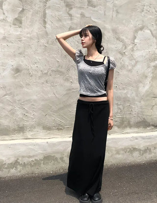 Cheese Spandex Maxi Long Skirt