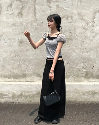 Cheese Spandex Maxi Long Skirt
