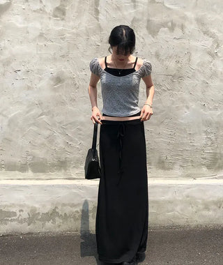 Cheese Spandex Maxi Long Skirt