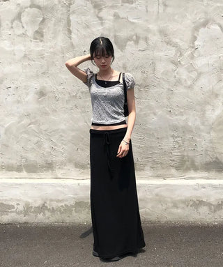 Cheese Spandex Maxi Long Skirt