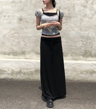 Cheese Spandex Maxi Long Skirt