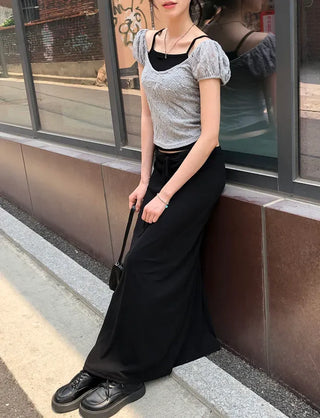 Cheese Spandex Maxi Long Skirt