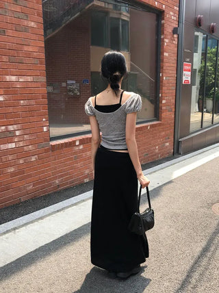 Cheese Spandex Maxi Long Skirt