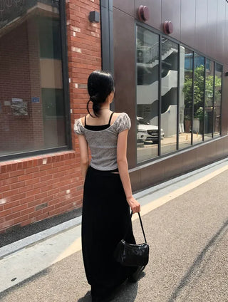 Cheese Spandex Maxi Long Skirt