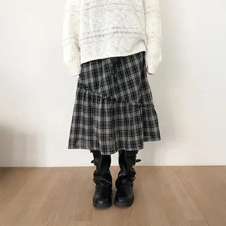 Ritz Check Asymmetrical Midi Skirt