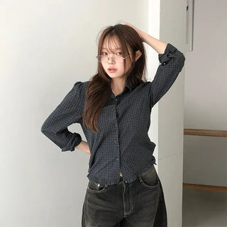 Ruffle Check Slit Shirt