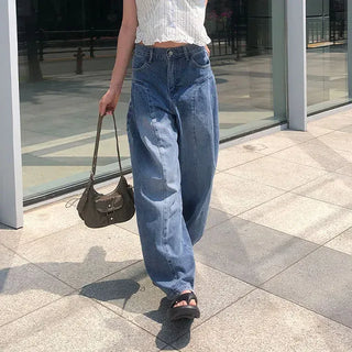 Line Cut Pintuck Denim Balloon Wide Pants