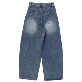 Line Cut Pintuck Denim Balloon Wide Pants