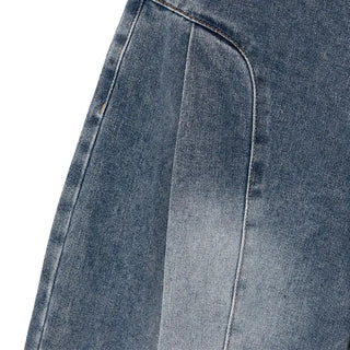 Line Cut Pintuck Denim Balloon Wide Pants
