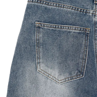 Line Cut Pintuck Denim Balloon Wide Pants