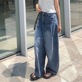 Line Cut Pintuck Denim Balloon Wide Pants