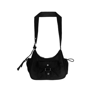One-button string shoulder bag