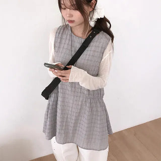 Wrinkle Check Midi Dress