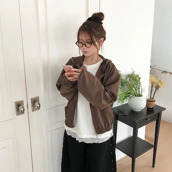 Suede Check Hooded Jacket