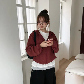 Suede Check Hooded Jacket