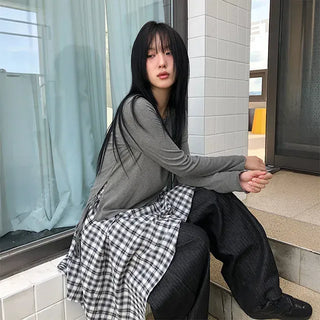 Aqua Check Midi Skirt