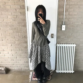 Aqua Check Midi Skirt