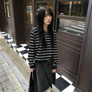 Fine Stripe Collar Knit