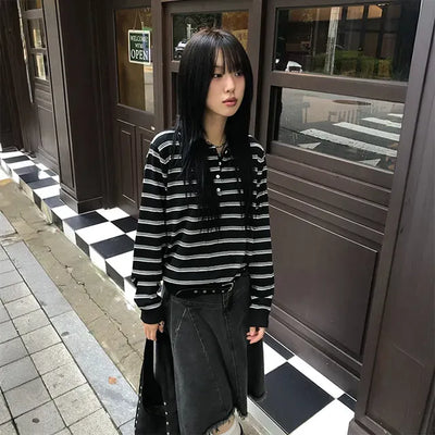 Fine Stripe Collar Knit