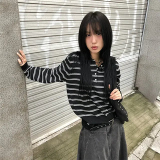 Fine Stripe Collar Knit