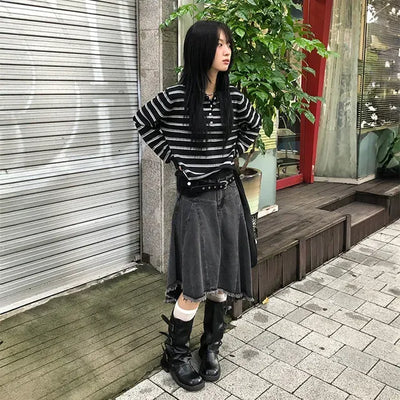 Fringe Asymmetrical Midi Skirt
