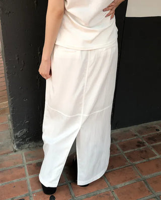 Nylon String Banding Slit Maxi Long Skirt