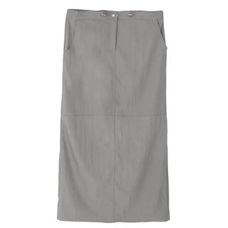 Nylon String Banding Slit Maxi Long Skirt