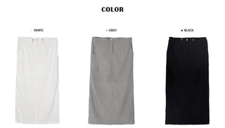 Nylon String Banding Slit Maxi Long Skirt