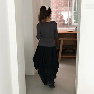 Flip Asymmetrical Midi Skirt