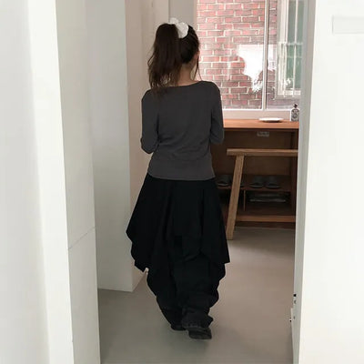 Flip Asymmetrical Midi Skirt
