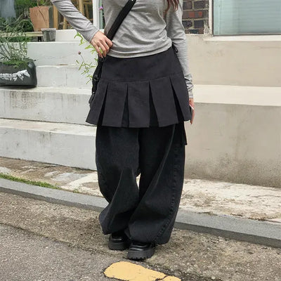 Suede pleated skirt