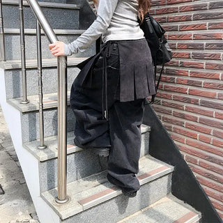 Suede pleated skirt