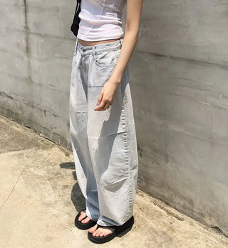 Cube Pattern Balloon Wide Denim Pants